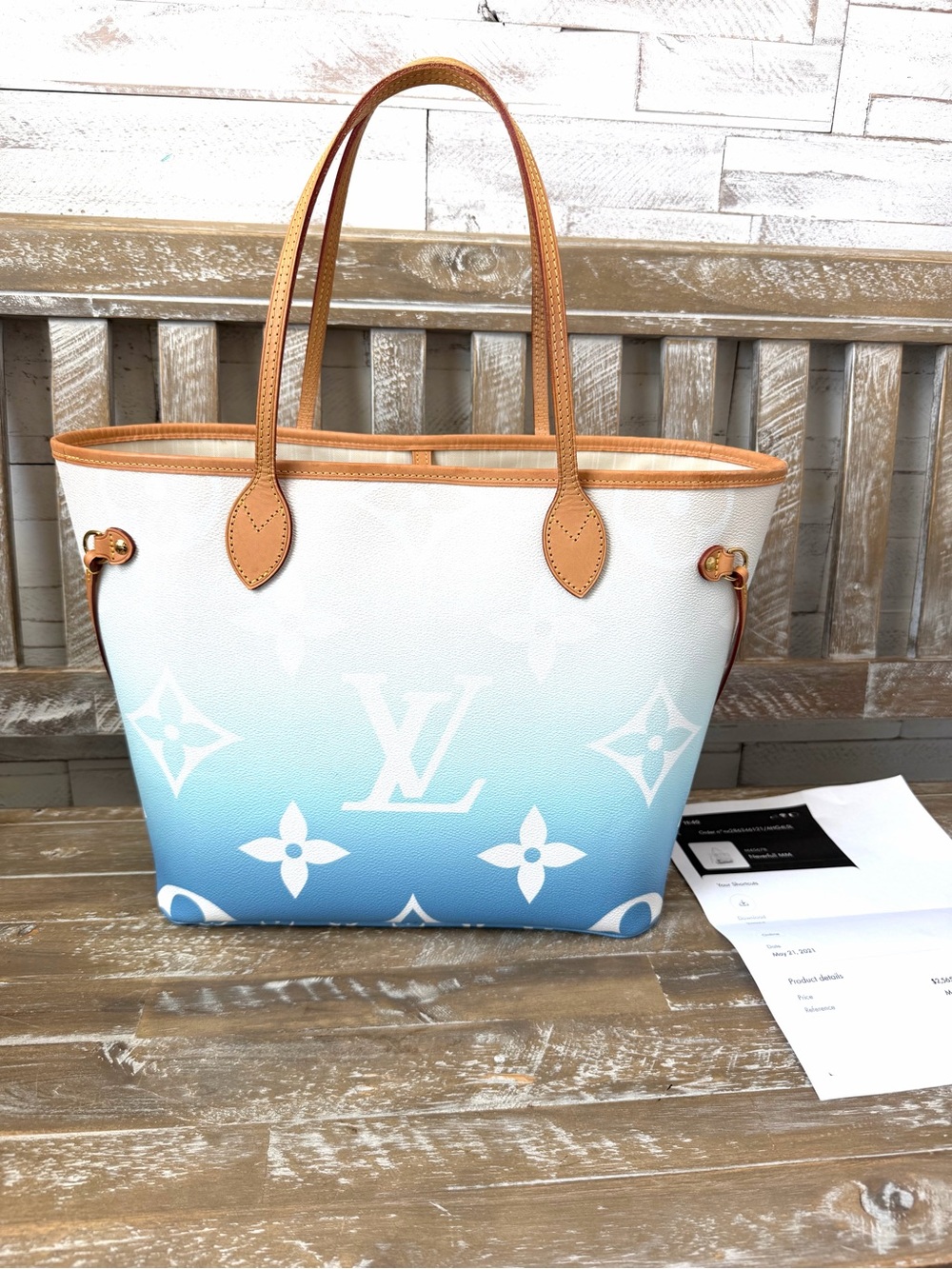 Louis Vuitton Neverfull By the Pool Blue Giant Gradient Blue